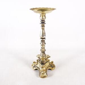 Vintage Rubel Ornate Candle Stick Holder Metal Gold Candlestick Stand Art Decor